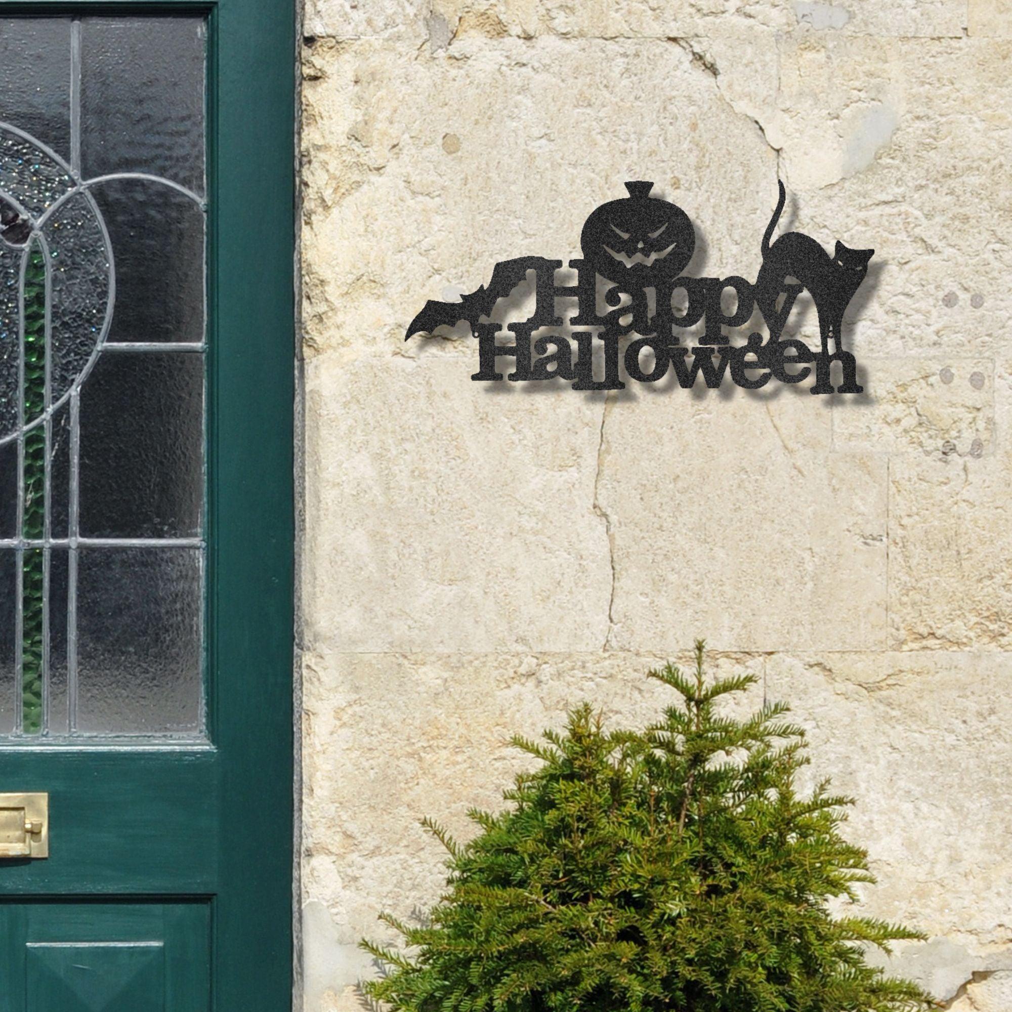 Happy Halloween Indoor Outdoor Steel Wall Sign - Mallard Moon Gift Shop