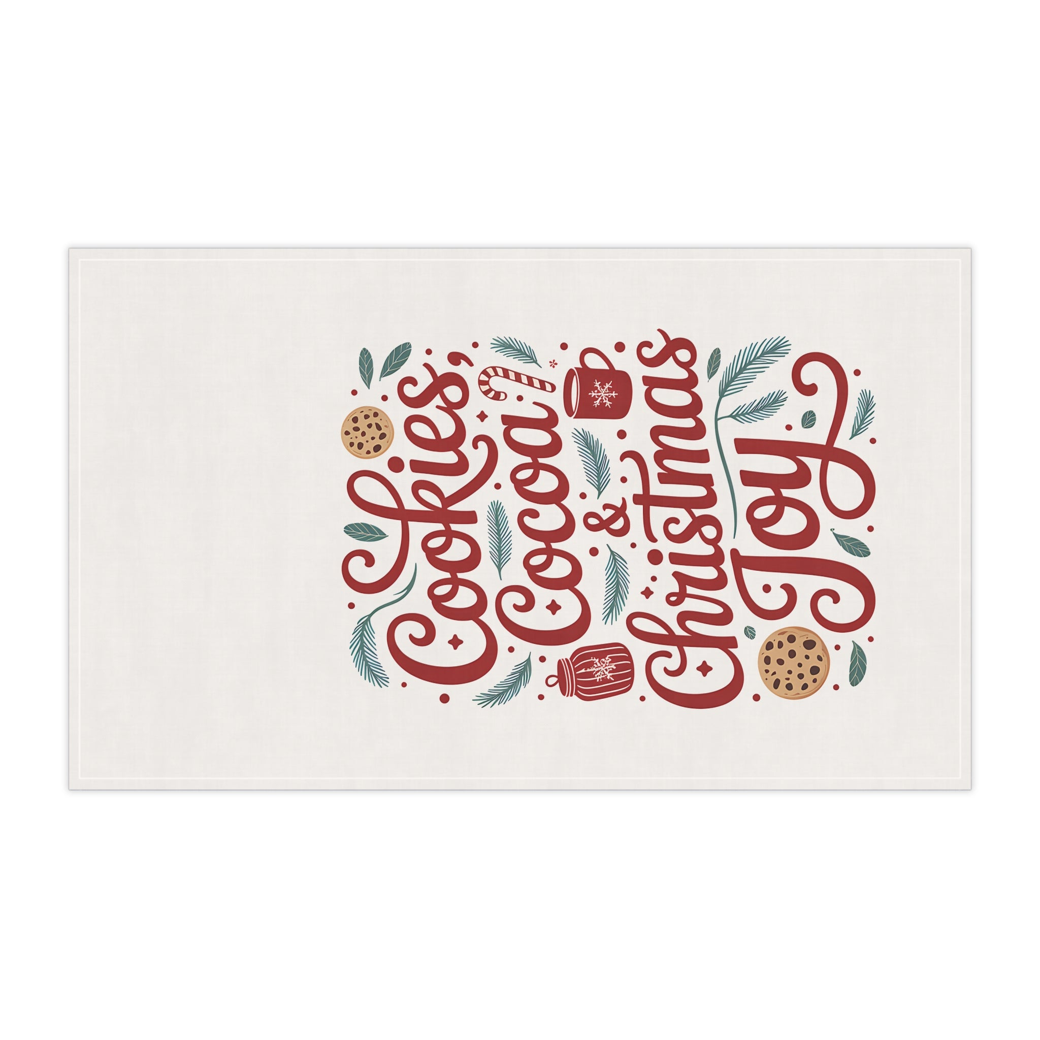 Christmas Cookies & Cocoa Tea Towel — Holiday Kitchen Dish Towel