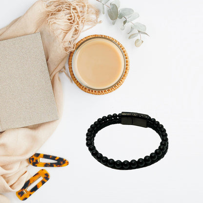 Granddaughter Black Braided Leather Stone  Bracelet, Remember, You Will Never Lose. You Will Either Win or Learn, Birthday, or Christmas - Mallard Moon Gift Shop