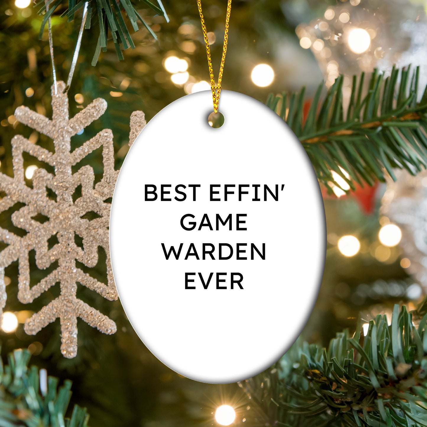 Funny Game Warden Gifts from Men, Oval Ornament Best Effin' Game Warden Ever for Christmas Unique Gifts