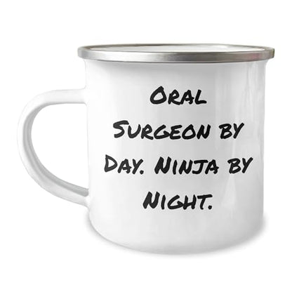 Spring Pet Products Oral Surgeon Gifts: Funny Christmas Memorable Presents for Oral Surgeon by Day Ninja by Night Enthusiast 12oz Stainless Steel Camping Mug - Mallard Moon Gift Shop