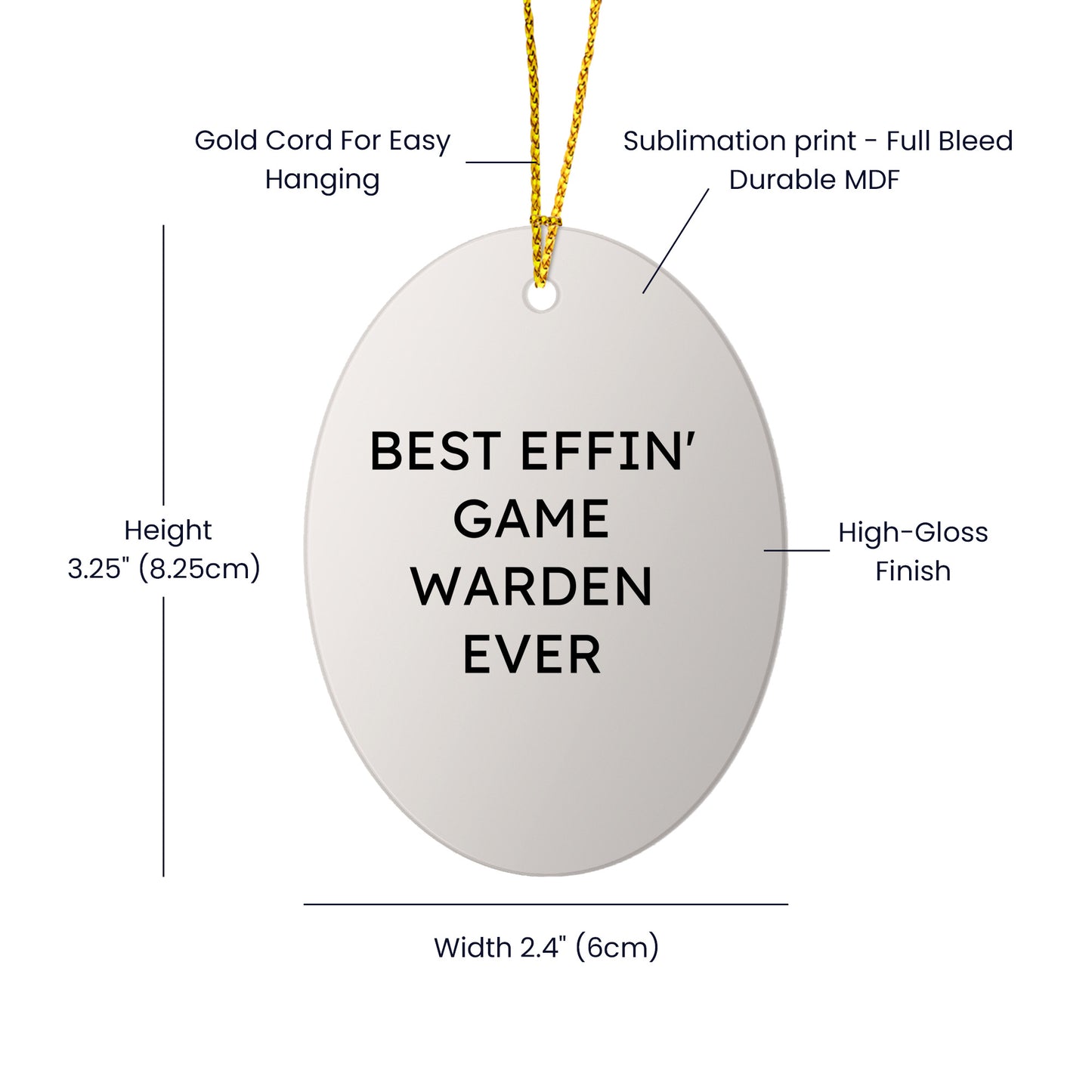 Funny Game Warden Gifts from Men, Oval Ornament Best Effin' Game Warden Ever for Christmas Unique Gifts