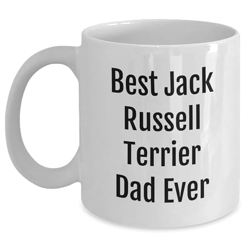 Funny Best Jack Russell Terrier Dad Ever White Coffee Mug Gifts for Him on Valentine's, Gifts from Mom or Friend to the Awesome Jack Russell Terrier Dog Lover - Mallard Moon Gift Shop