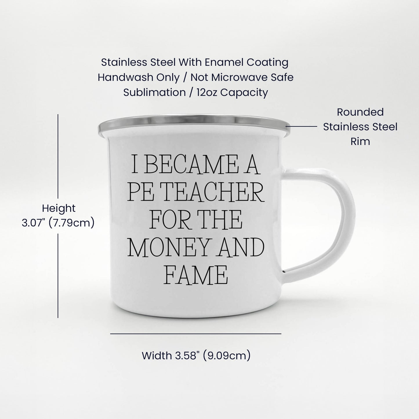 Funny PE Teacher Gifts for Men - Camping Mug - I Became A Pe Teacher For The Money And Fame - Unique Christmas Unique Gifts from Friends for Him