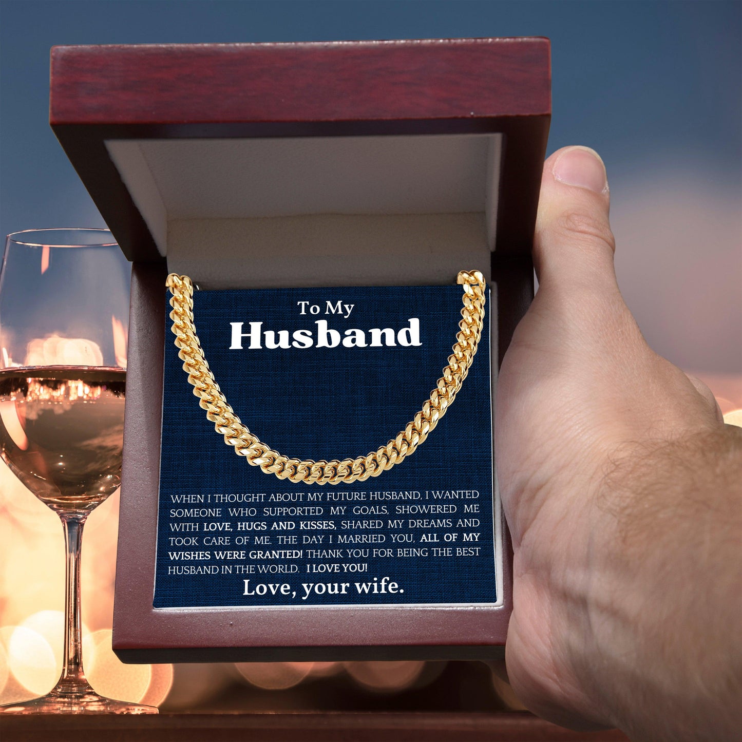 To The Best Husband In The World Cuban Link Chain Necklace - Mallard Moon Gift Shop