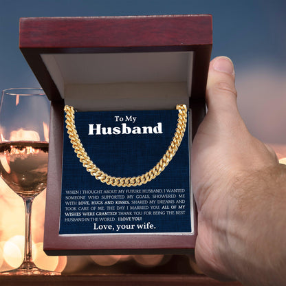 To The Best Husband In The World Cuban Link Chain Necklace - Mallard Moon Gift Shop