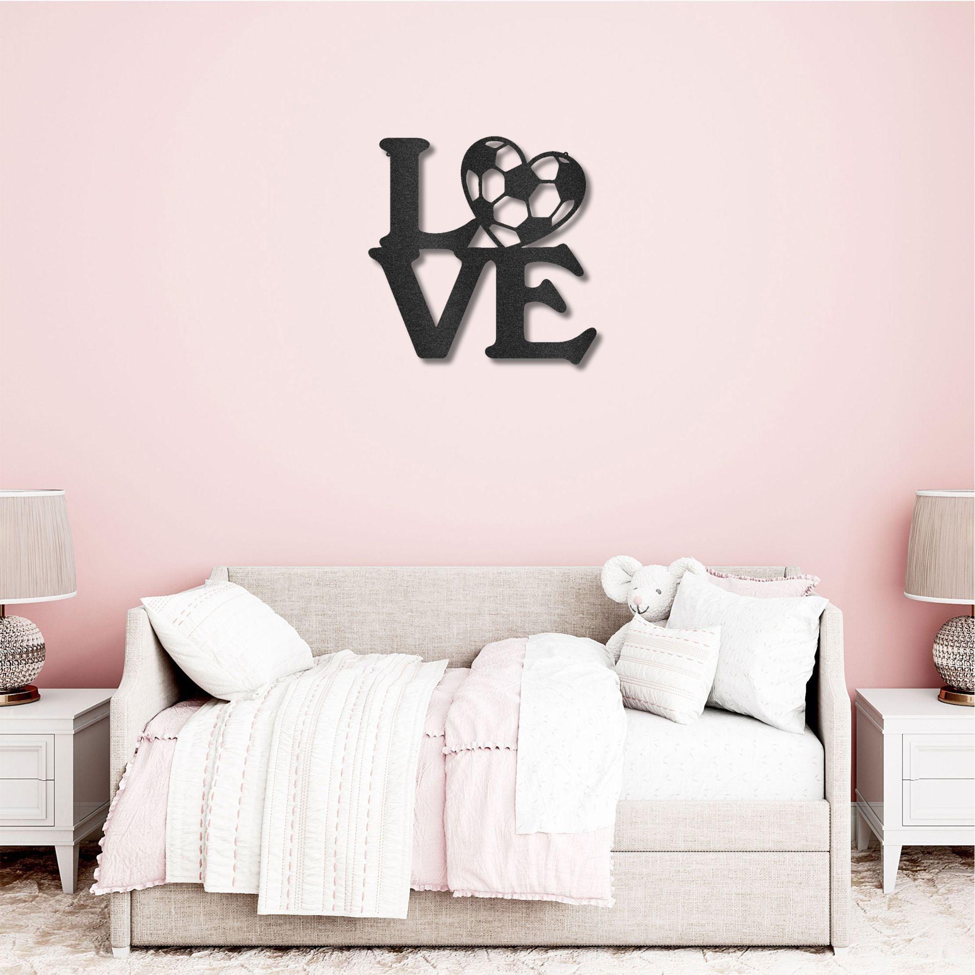 Soccer Love Steel Wall Sign Metal Art - Mallard Moon Gift Shop