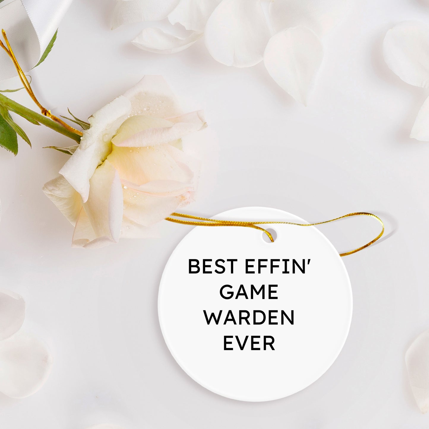 Funny Game Warden Gifts for Men, Gifts from Friends, Christmas Unique Circle Ornament, Best Effin' Game Warden Ever