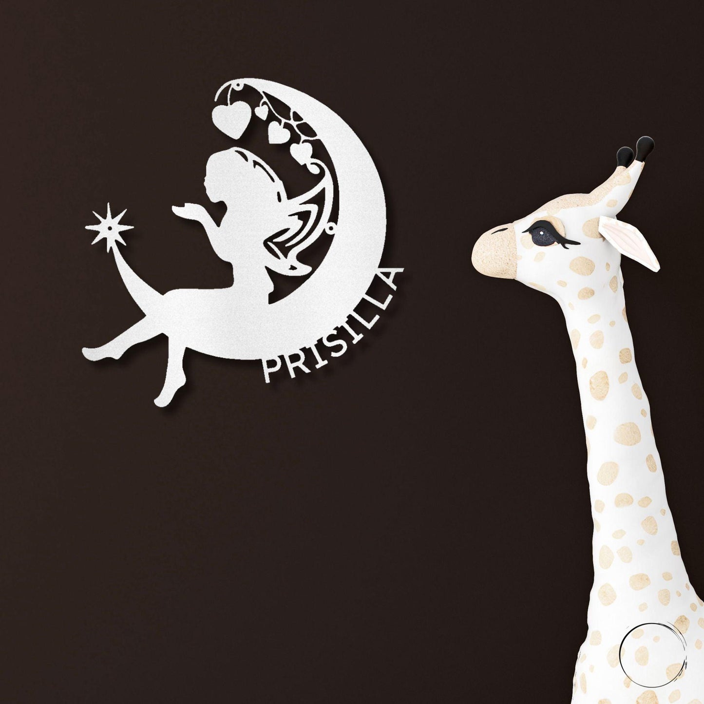 Fairy Moon Custom Name Metal Art Wall Sign - Mallard Moon Gift Shop