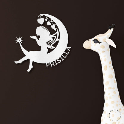 Fairy Moon Custom Name Metal Art Wall Sign - Mallard Moon Gift Shop