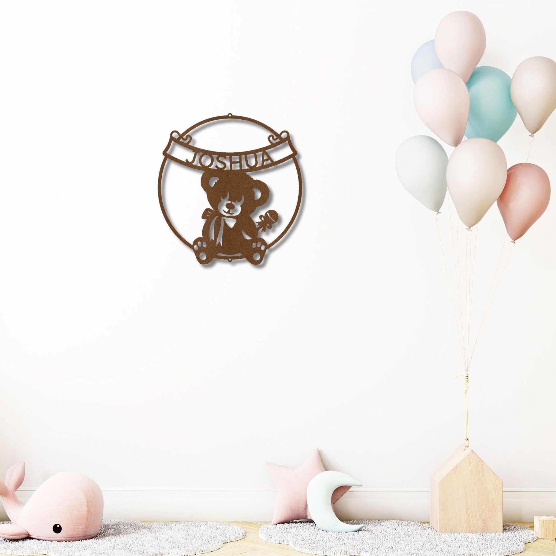 Cherished Teddy Bear: Personalized Metal Name Sign for Children - Mallard Moon Gift Shop
