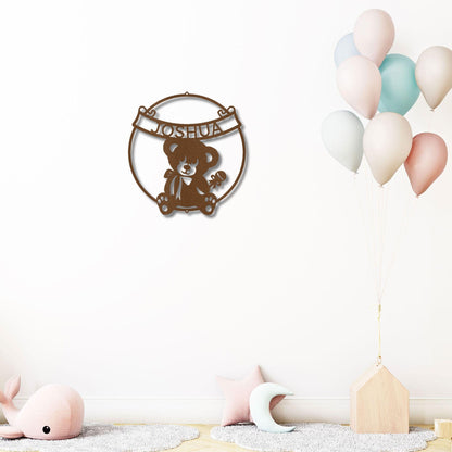 Cherished Teddy Bear: Personalized Metal Name Sign for Children - Mallard Moon Gift Shop