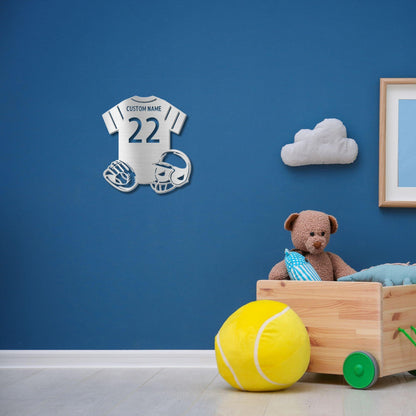 Baseball Gear Custom Name and Jersey Number Metal Wall Sign - Mallard Moon Gift Shop