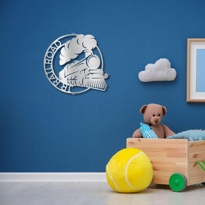 Steam Locomotive Train Custom Name Metal Art Wall Sign - Mallard Moon Gift Shop