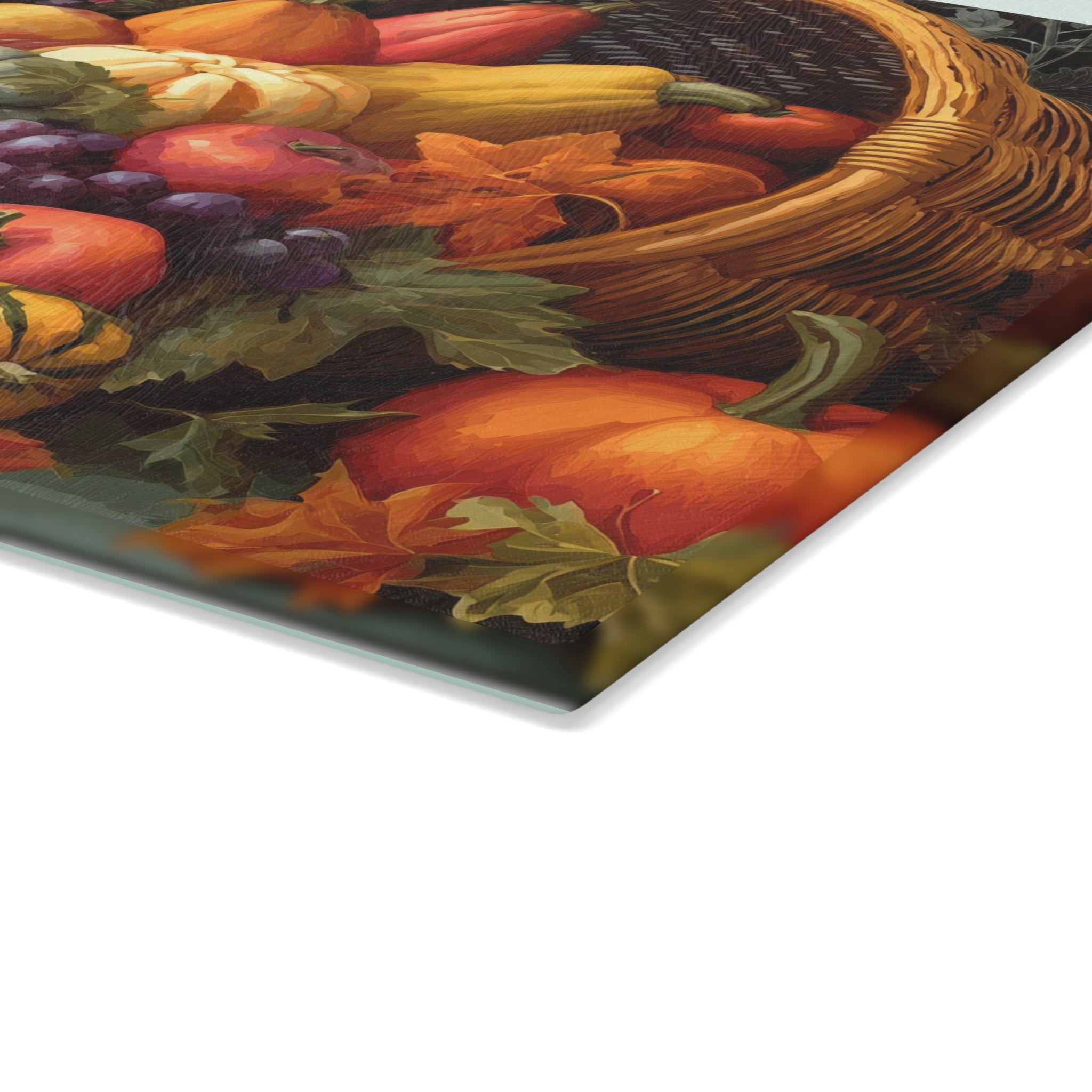 Glass Cutting Board - Fall Cornucopia Harvest Kitchen Decor