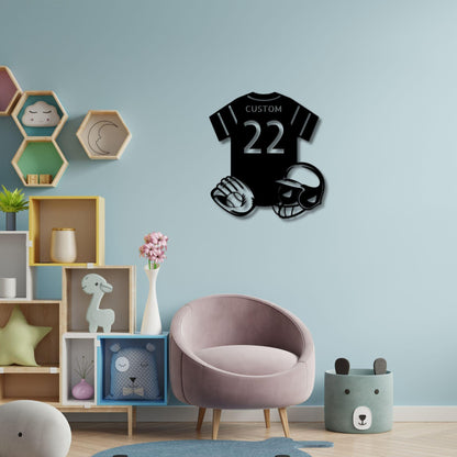 Baseball Gear Custom Name and Jersey Number Metal Wall Sign - Mallard Moon Gift Shop