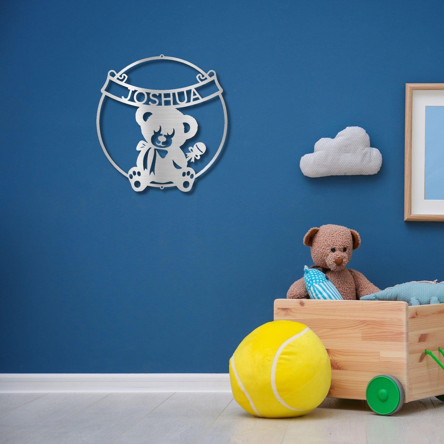 Cherished Teddy Bear: Personalized Metal Name Sign for Children - Mallard Moon Gift Shop