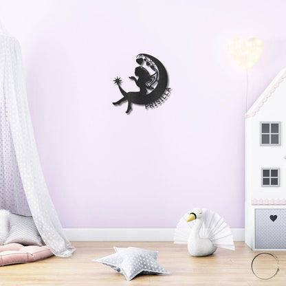 Fairy Moon Custom Name Metal Art Wall Sign - Mallard Moon Gift Shop