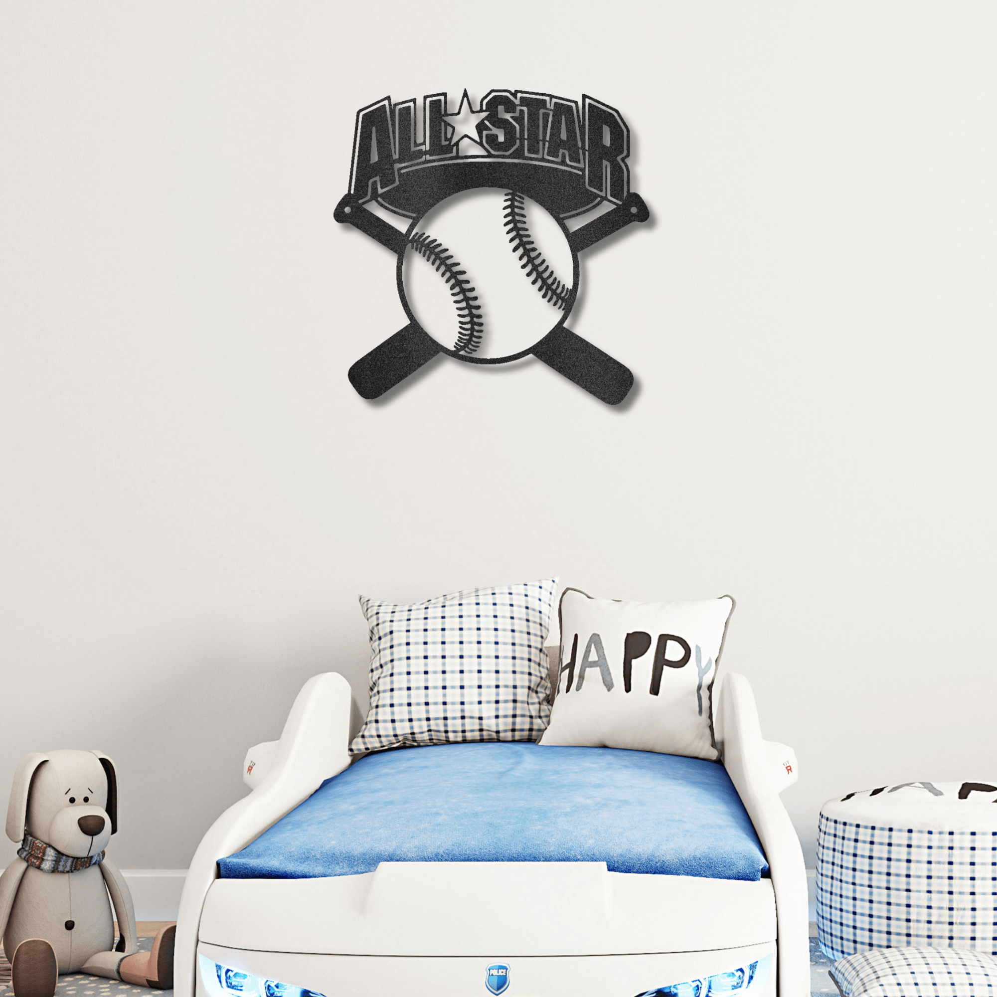 Baseball All Star Metal Art Wall Sign - Mallard Moon Gift Shop