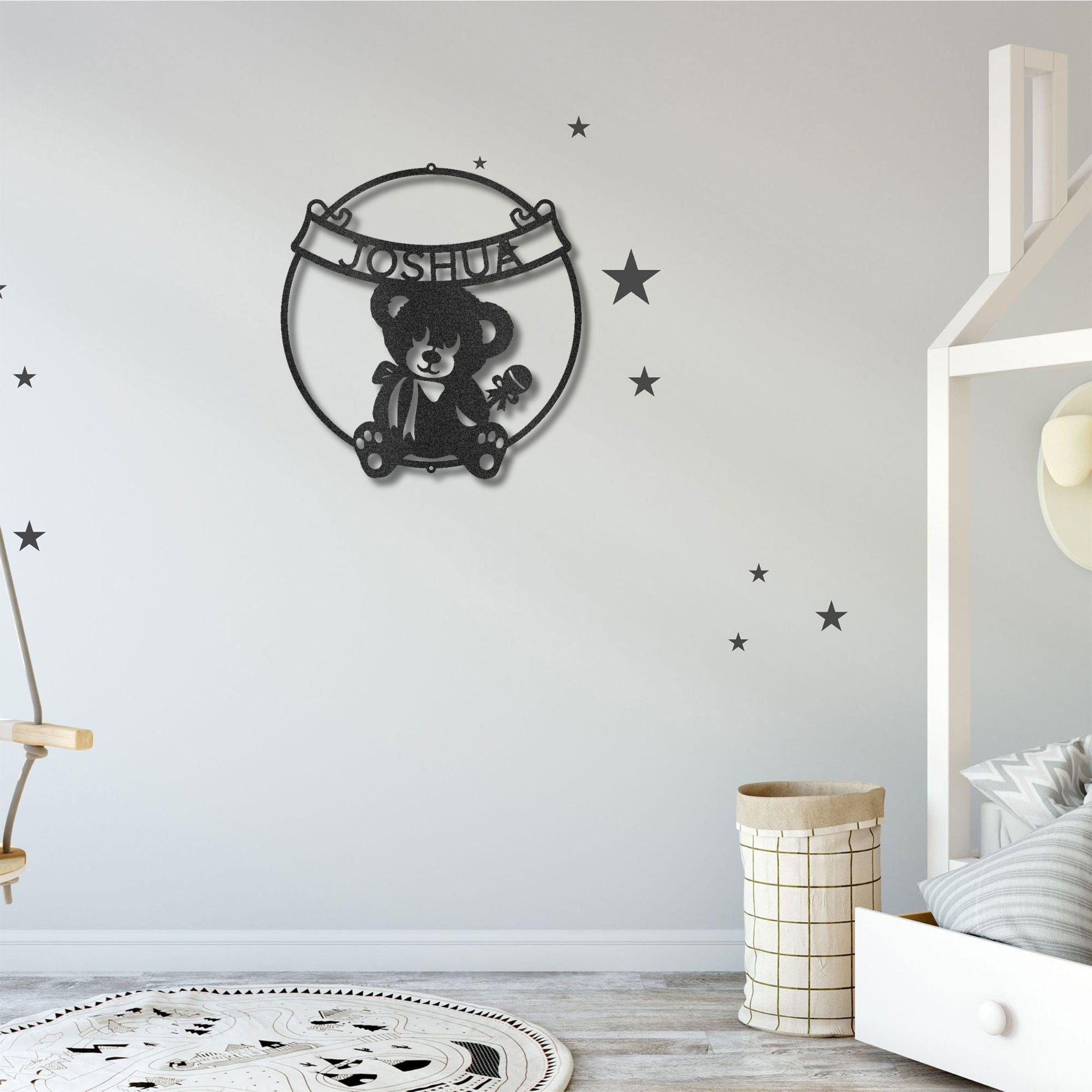 Cherished Teddy Bear: Personalized Metal Name Sign for Children - Mallard Moon Gift Shop