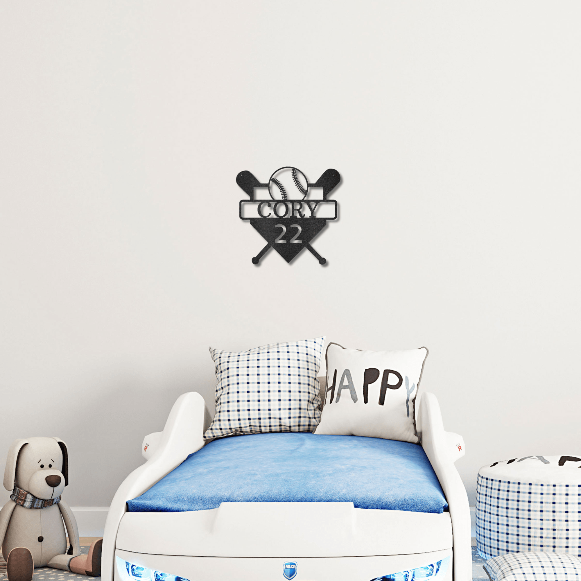 Baseball Home Plate Custom Name Metal Art Wall Sign - Mallard Moon Gift Shop