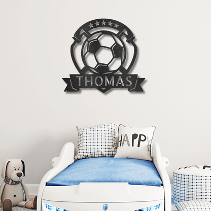 Soccer Plaque Custom Name Steel Wall Sign - Mallard Moon Gift Shop