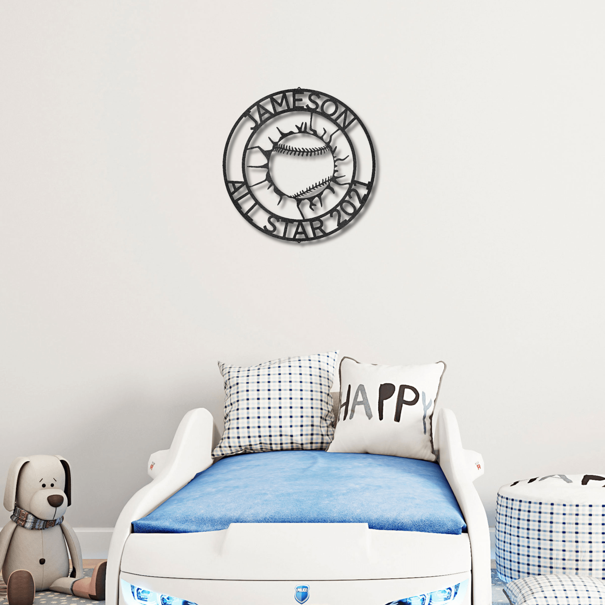 Baseball Custom Name Metal Art Wall Sign - Mallard Moon Gift Shop