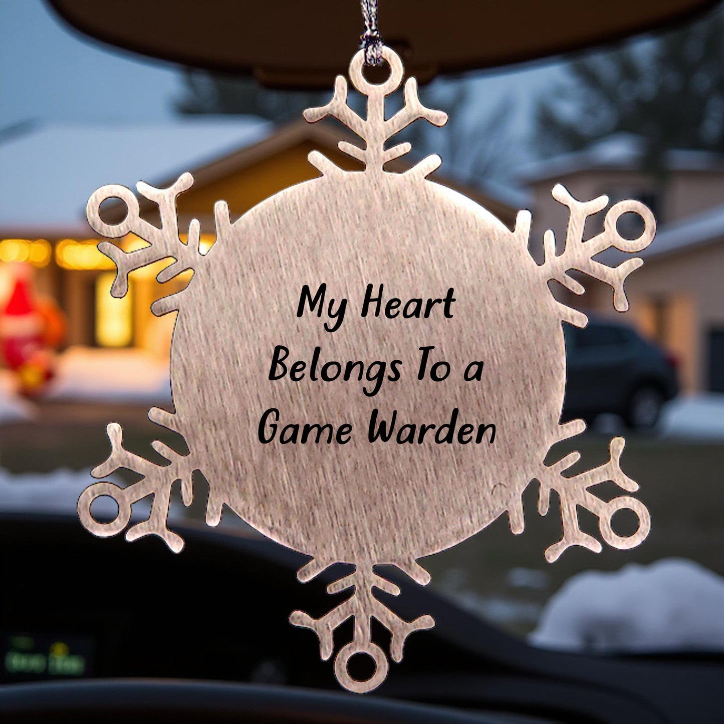 Game Warden Gifts, My Heart Belongs To A Game Warden Snowflake Ornament, Funny Quote, Christmas Unique Gifts from Friends, Gifts for Game Warden