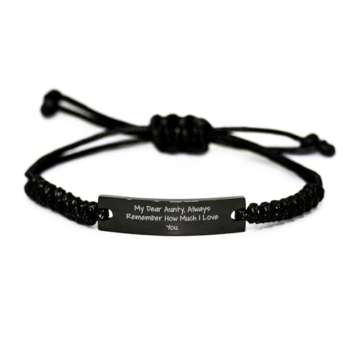 Spring Pet Products Aunty's Special Heartfelt Rope Bracelet, Black Stainless Steel Adjustable Rope for Women, Funny Quote Valentine's Day Unique Gift - Mallard Moon Gift Shop