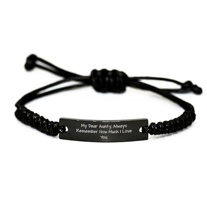 Spring Pet Products Aunty's Special Heartfelt Rope Bracelet, Black Stainless Steel Adjustable Rope for Women, Funny Quote Valentine's Day Unique Gift - Mallard Moon Gift Shop