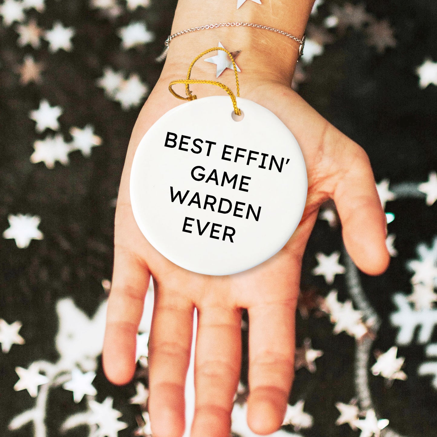 Funny Game Warden Gifts for Men, Gifts from Friends, Christmas Unique Circle Ornament, Best Effin' Game Warden Ever