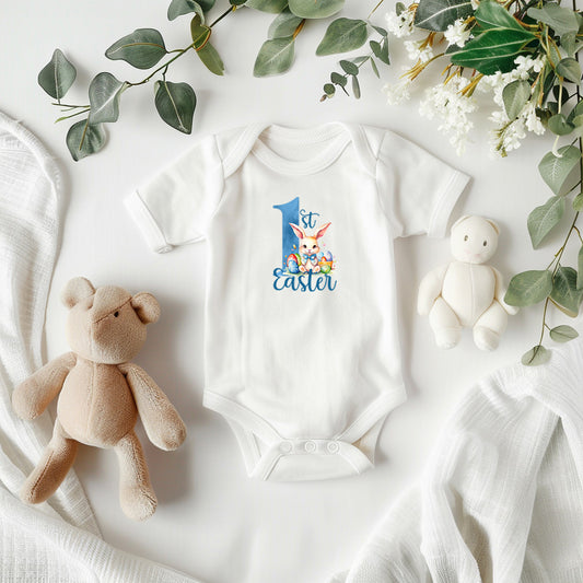 Baby's First Easter Bodysuit – Adorable Bunny & Easter Egg Onesie – Soft Cotton Infant Romper – Newborn Holiday Outfit – Cute Baby Shower Gift - Mallard Moon Gift Shop