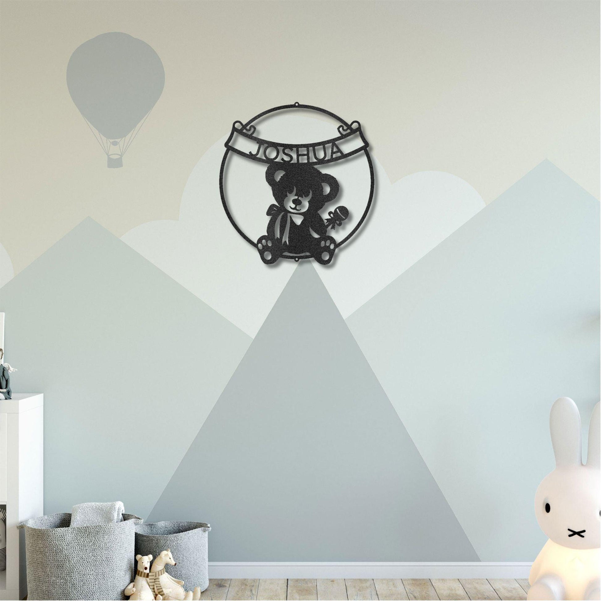 Cherished Teddy Bear: Personalized Metal Name Sign for Children - Mallard Moon Gift Shop