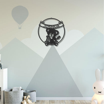 Cherished Teddy Bear: Personalized Metal Name Sign for Children - Mallard Moon Gift Shop