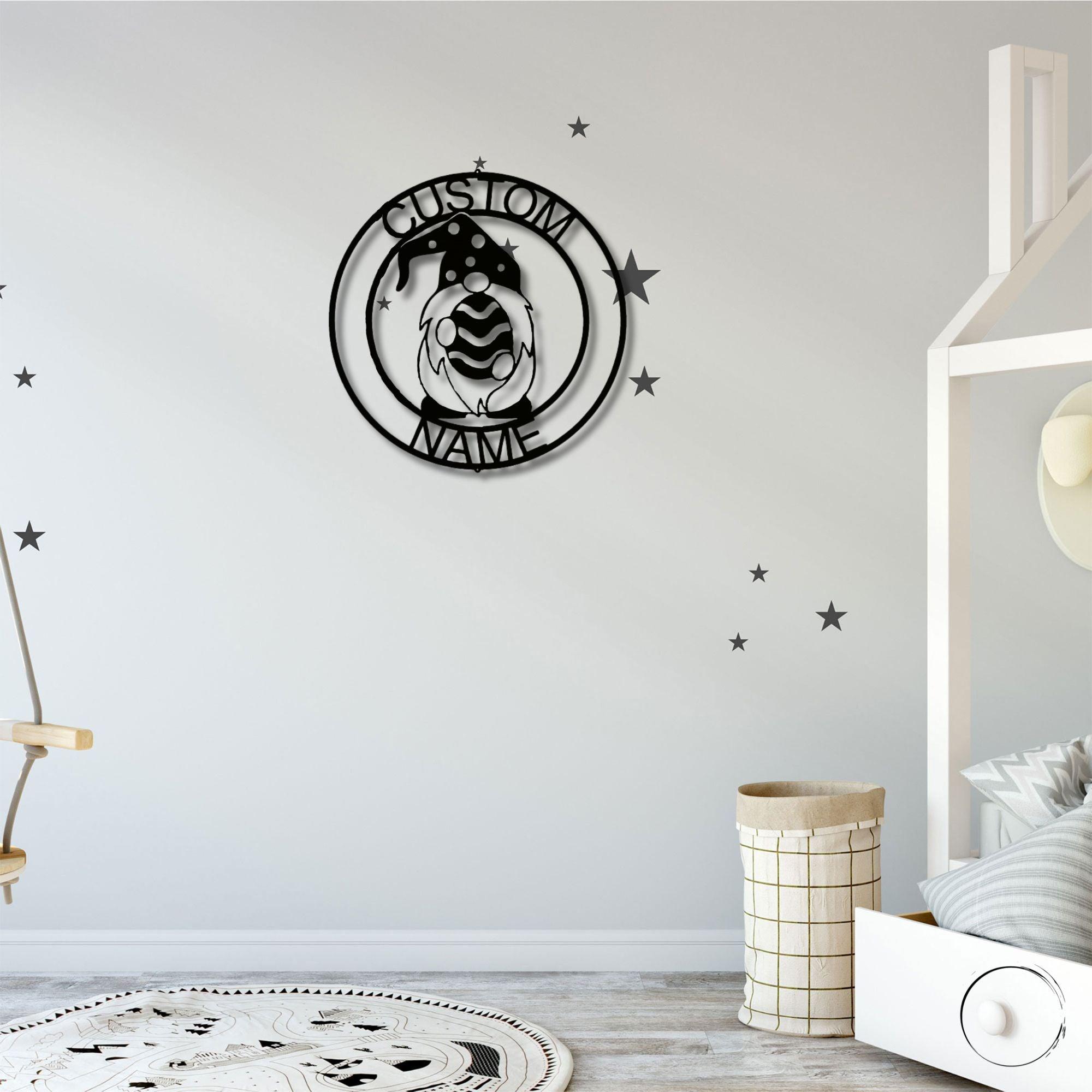 Gnome Easter Egg Custom Name Metal Art Wall Sign Home Decor - Mallard Moon Gift Shop