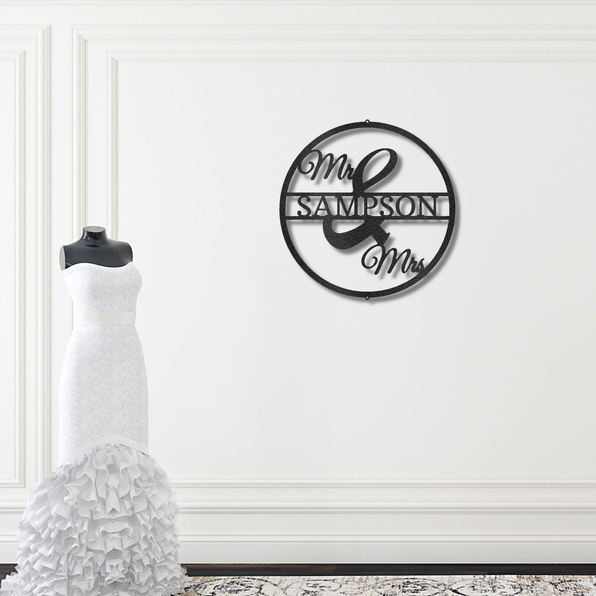 Mr and Mrs Circle Custom Name Steel Wall Sign - Mallard Moon Gift Shop