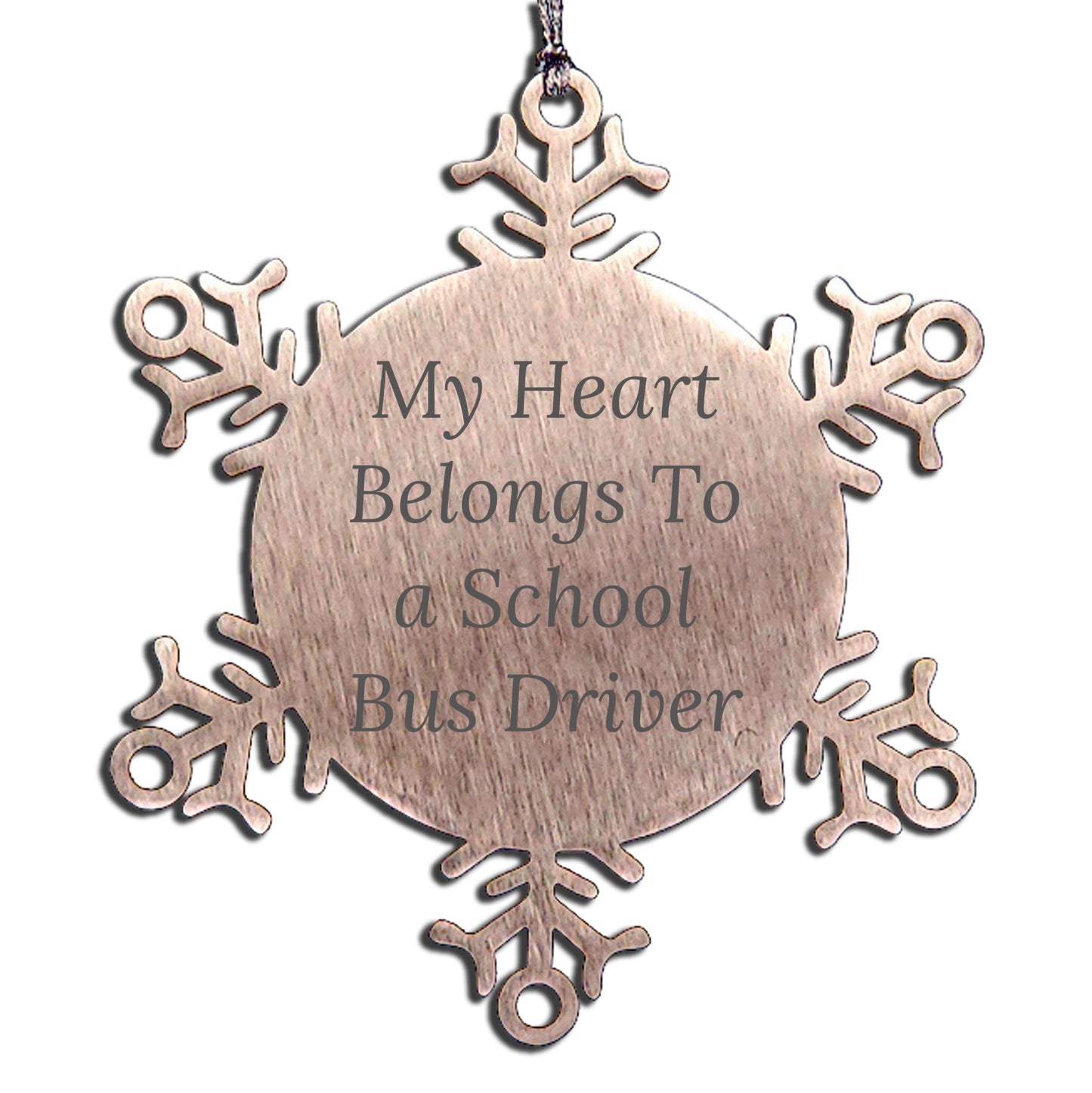 My Heart Belongs To School Bus Driver Snowflake Ornament Gifts from Friends to School Bus Driver, Christmas Snowflake Ornament for School Bus Driver