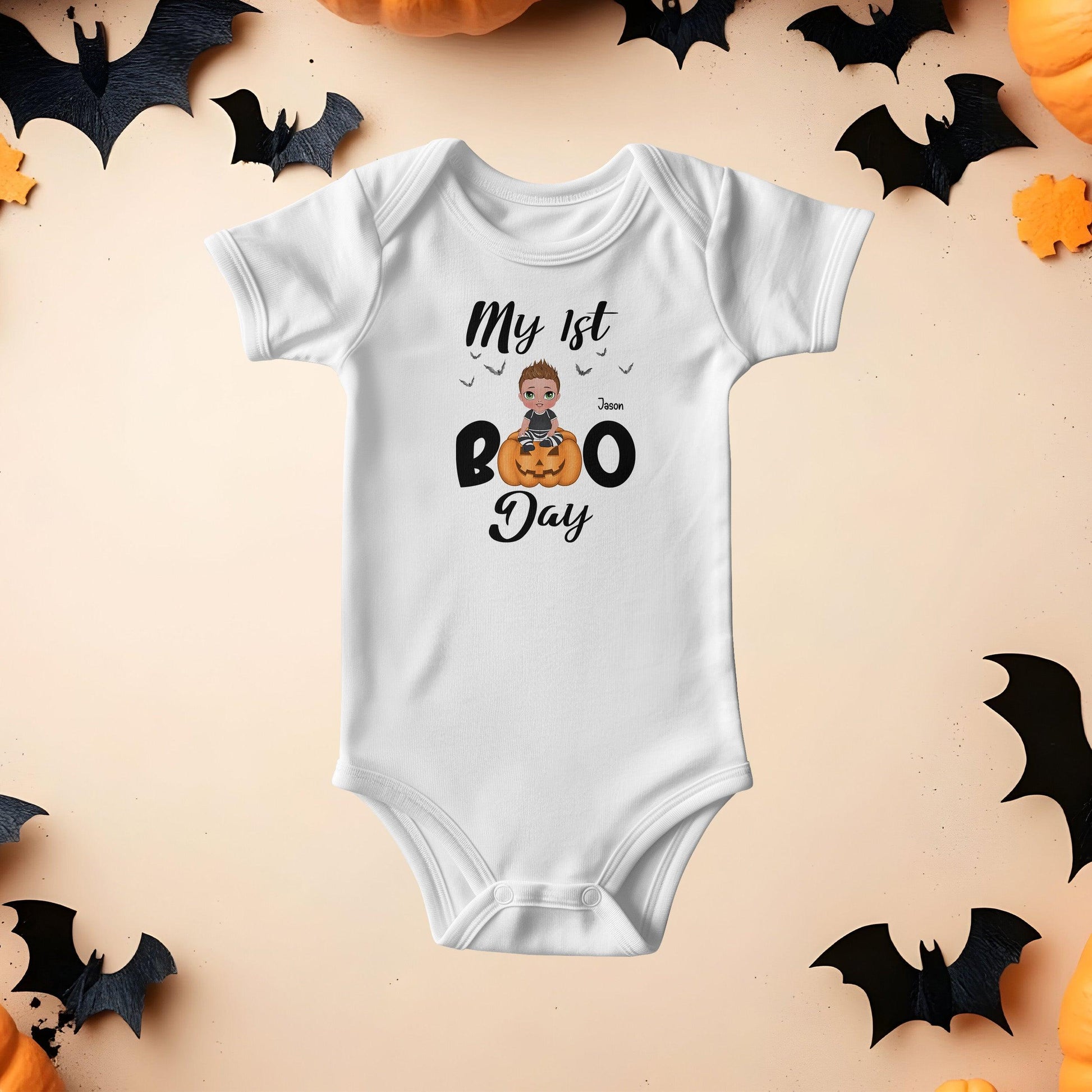 Halloween Baby Bodysuit - My First Boo Day Personalized Boy or Girl Gerber Onesie - Mallard Moon Gift Shop