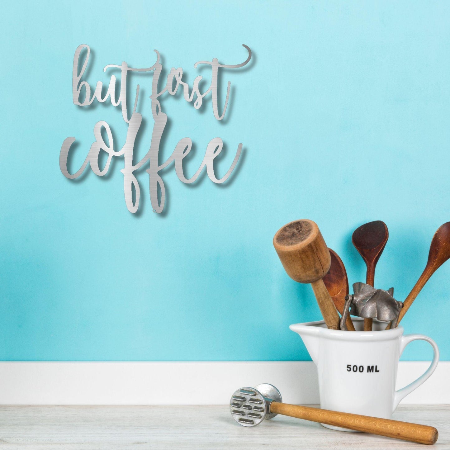 But First Coffee Quote Indoor Outdoor Steel Wall Sign Metal Art - Mallard Moon Gift Shop