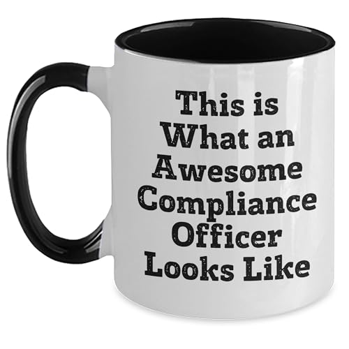 Compliance Officer Gifts for Men, Awesome Compliance Officer Quote Two Tone Coffee Mug, Black, White, Red, Pink, and Navy Color Options (150-200 characters) - Mallard Moon Gift Shop