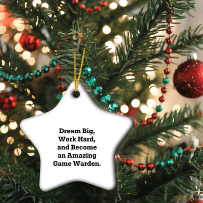 Gifts from Family, 'Dream Big, Work Hard, And Become An Amazing Game Warden.' Inspirational Star Ornament for Game Wardens, Christmas Unique Gifts for Men, Women, Friends, Coworkers, Family