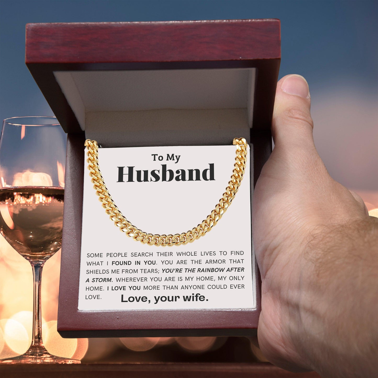 To My Husband - My Armor - Cuban Link Chain Necklace - Mallard Moon Gift Shop