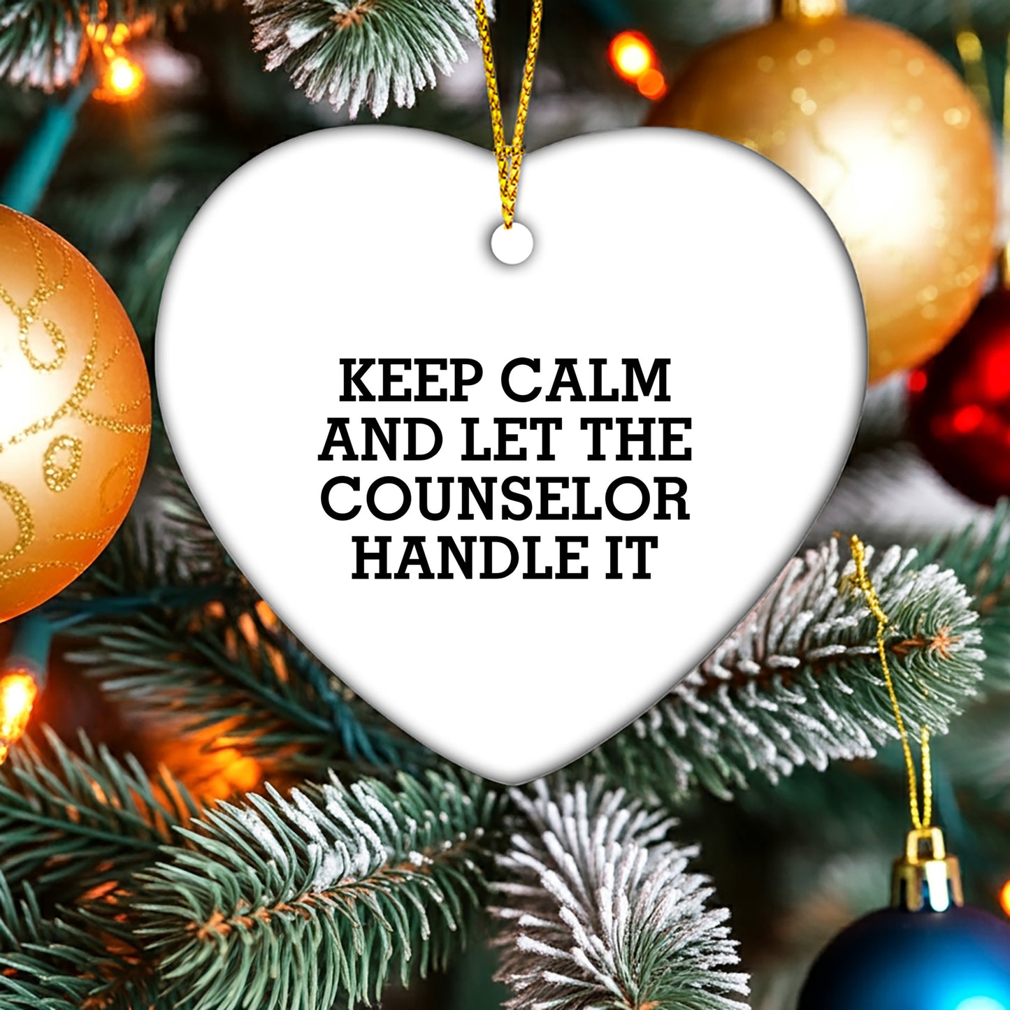 Funny Counselor Gifts for Men, Heart Ornament with 'Keep Calm And Let The Counselor Handle It' Quote, Christmas Unique Gifts from Friends and Family