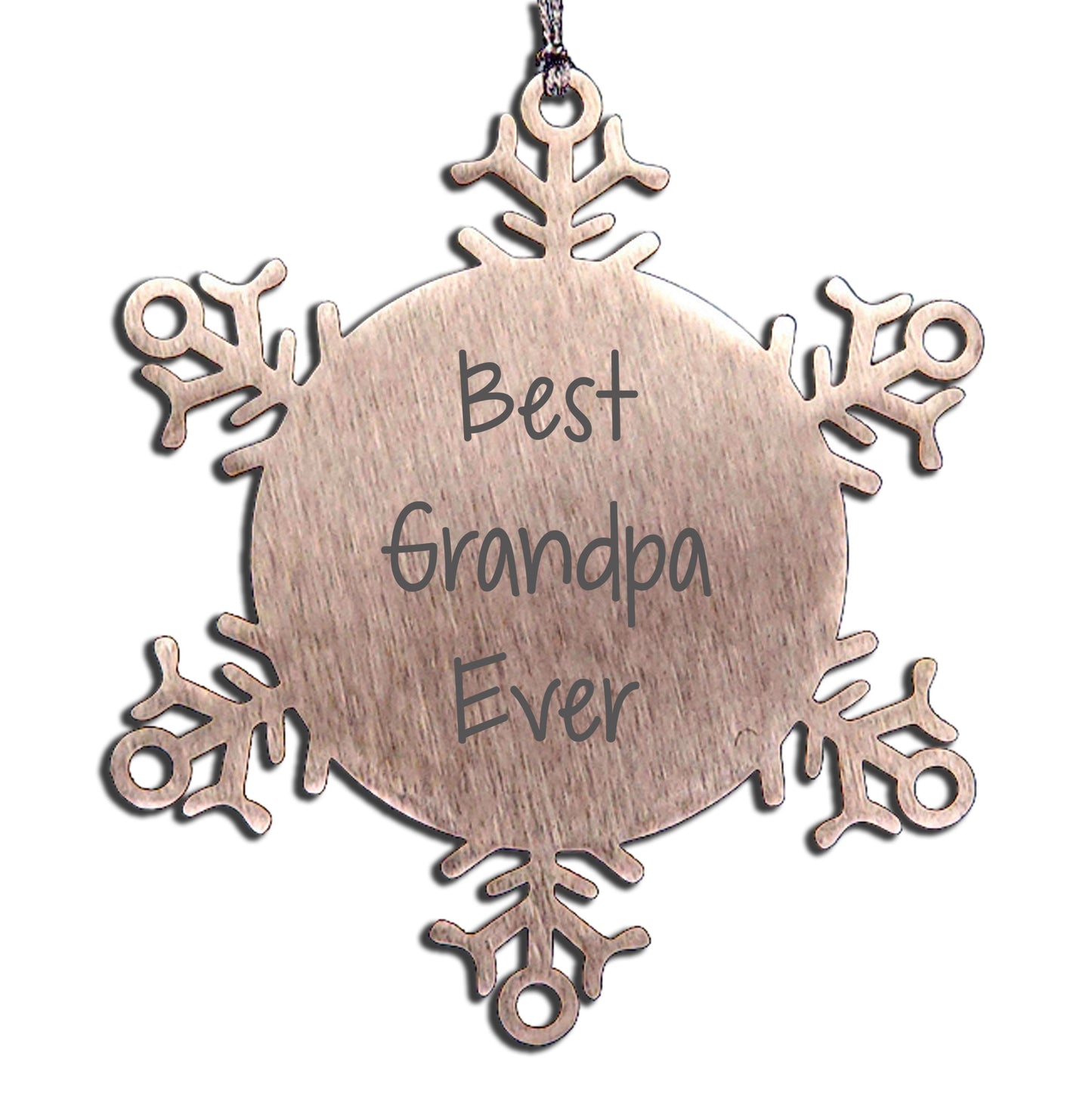 Best Grandpa Ever Snowflake Ornament Gifts from Family, Snowflake Ornament for Grandpa, Shatterproof Premium Stainless Steel, 3.14 inches in Diameter, Christmas Unique Gifts