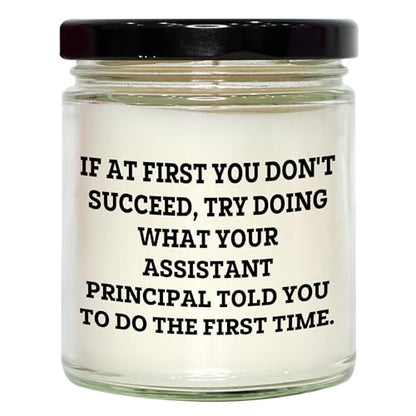 Gifts from Assistant Principals for The Win: Inspirational Funny Teacher Gifts for Christmas, Vanilla Soy Candle for Assistant Principals, 9oz Soy Wax Candle with Funny Quote - Mallard Moon Gift Shop