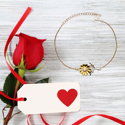 Sunflower Bracelet for Daughter – My Sunshine - 925 Sterling Silver with 18K Gold-Plated Petals – Meaningful Jewelry Gift from Mom- Always Be Here – Includes Heartfelt Message Card - Mallard Moon Gift Shop