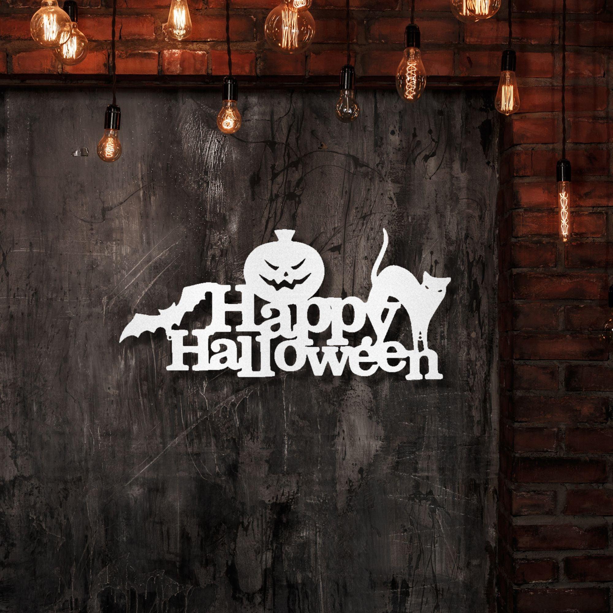 Happy Halloween Indoor Outdoor Steel Wall Sign - Mallard Moon Gift Shop