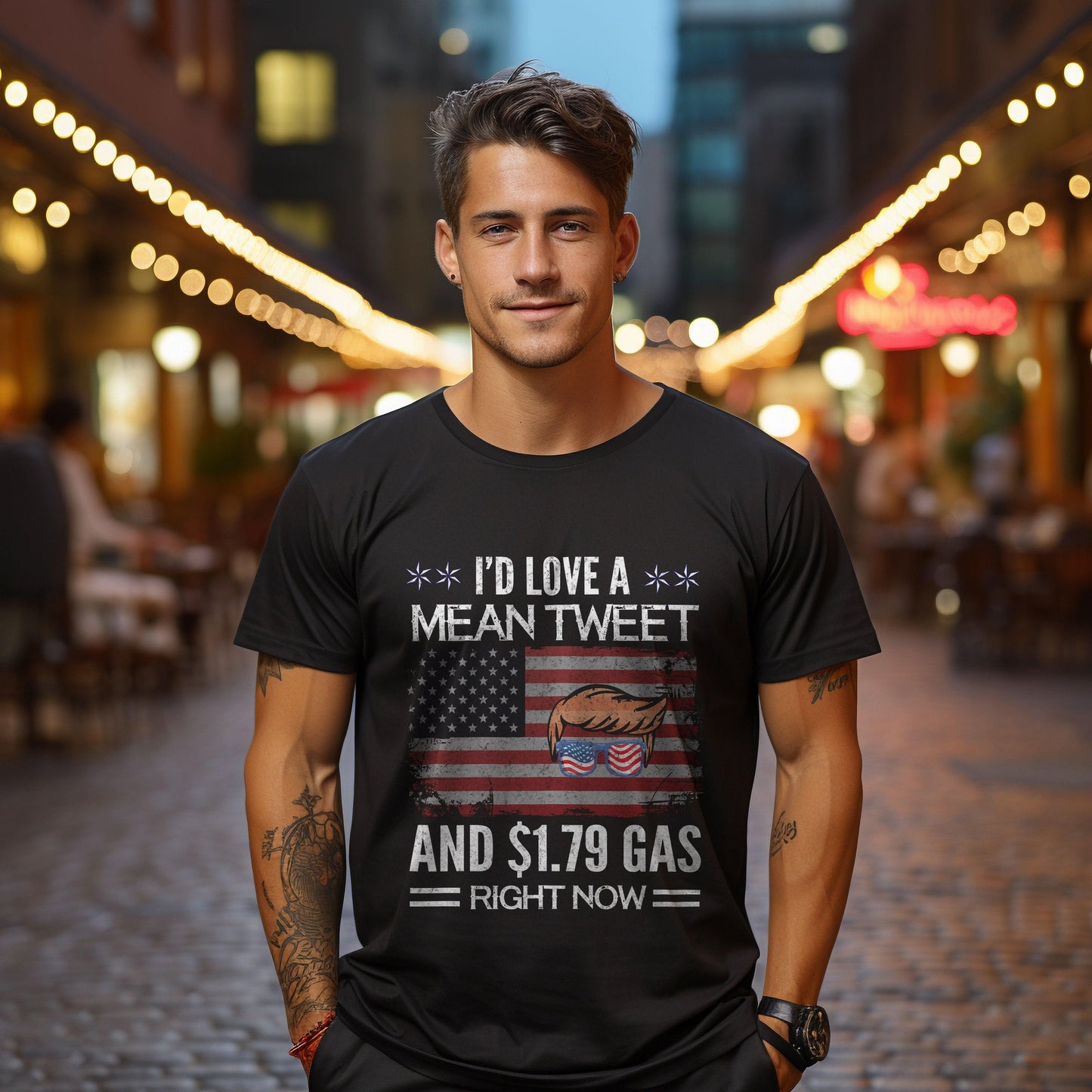 Trump I'd Love a Mean Tweet and $1.79 Gas Right Now Premium Short Sleeve T-Shirt - Mallard Moon Gift Shop