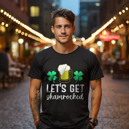 Let's Get Shamrocked St. Patrick’s Day T-Shirt – Funny Irish Drinking Tee for Men & Women – Unisex Cotton Crew Neck - Mallard Moon Gift Shop