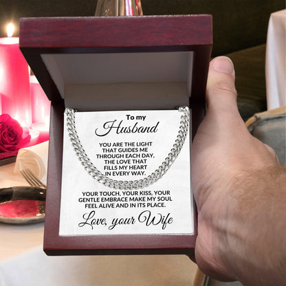 To My Husband - The Love That Fills My Heart - Cuban Link Necklace - Mallard Moon Gift Shop